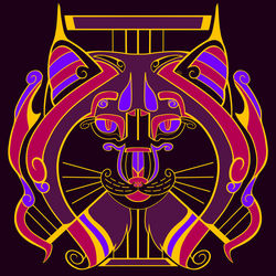 Galaxy Cats - Lyra Lynx (Warm Purple Flat Colour)