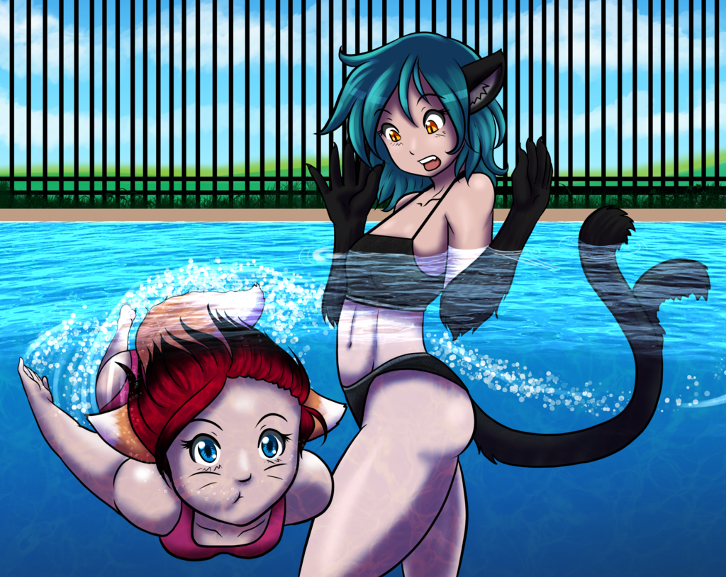 Rieko and Nyna Swimming