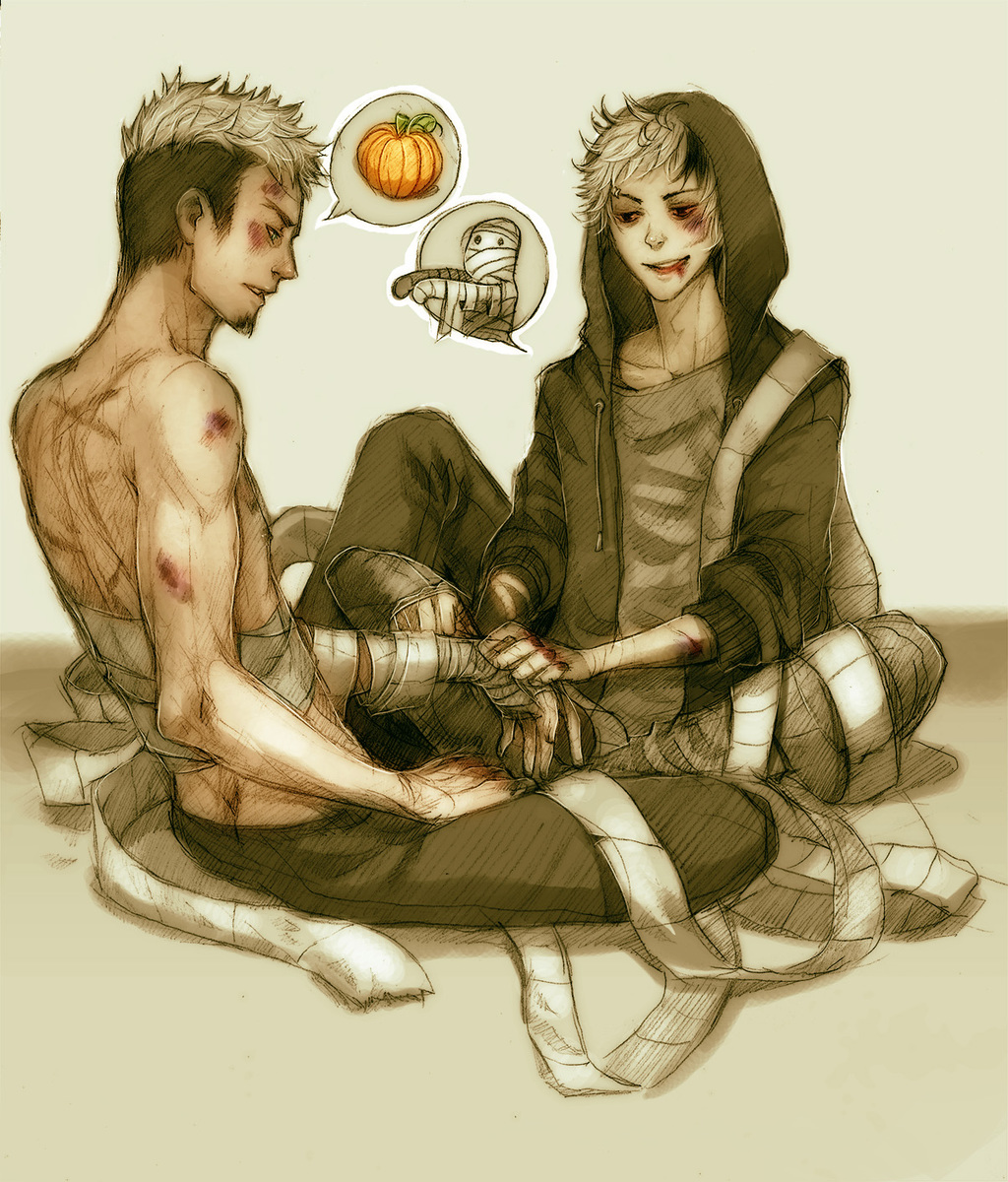 Pumpkins and mummies