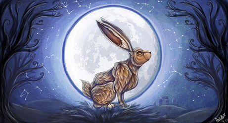 Hare under the moon