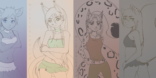 Belle, Nevayuh, Lindsey, and Willow Sketch Commissions