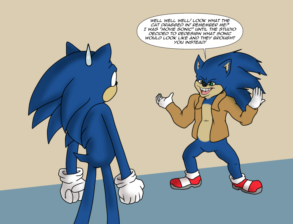 Movie Sonic meets Ugly Sonic