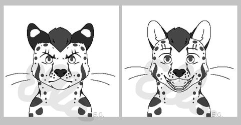 Cheetah moods (line art comission)