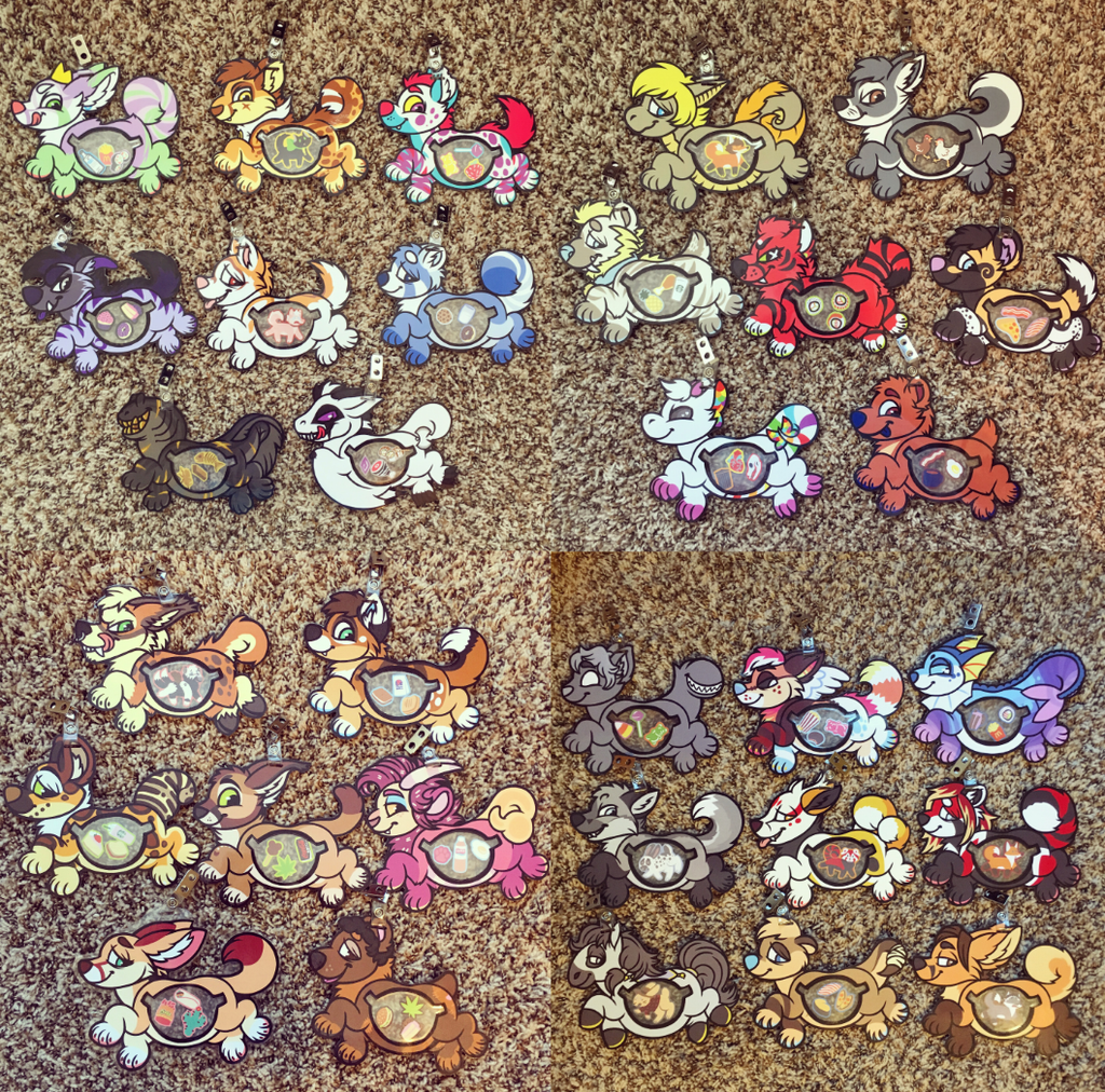 completed clear stuffed animal badges (old style)