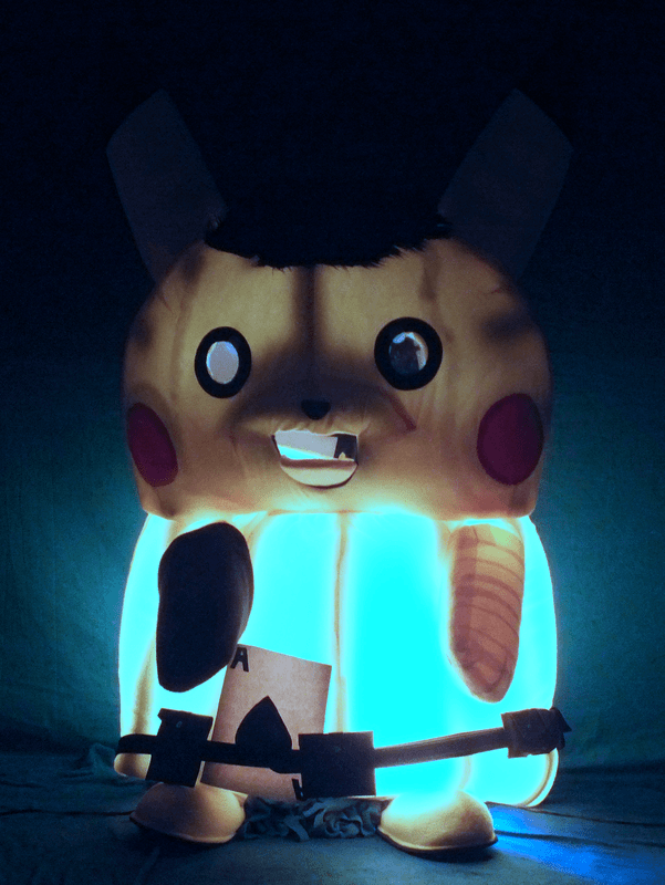 Mascot Pikachu Fursuiting: Spoopy Glow-in-the-Dark Ace Spade (GIF)