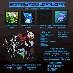 Lonely Tear's Price Sheet 