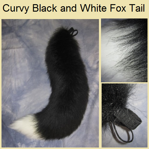Curvy Black and White Fox Tail