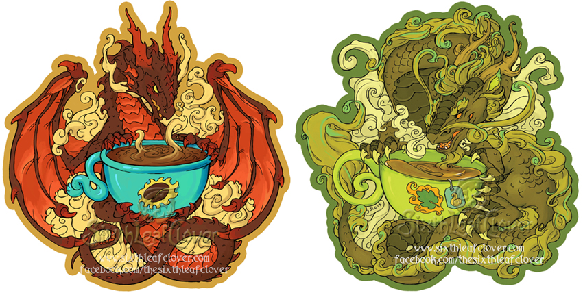 Coffee and Tea Dragon Stickers