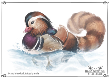 Daily Gryphon Challenge 08: Mandarin duck & Red panda