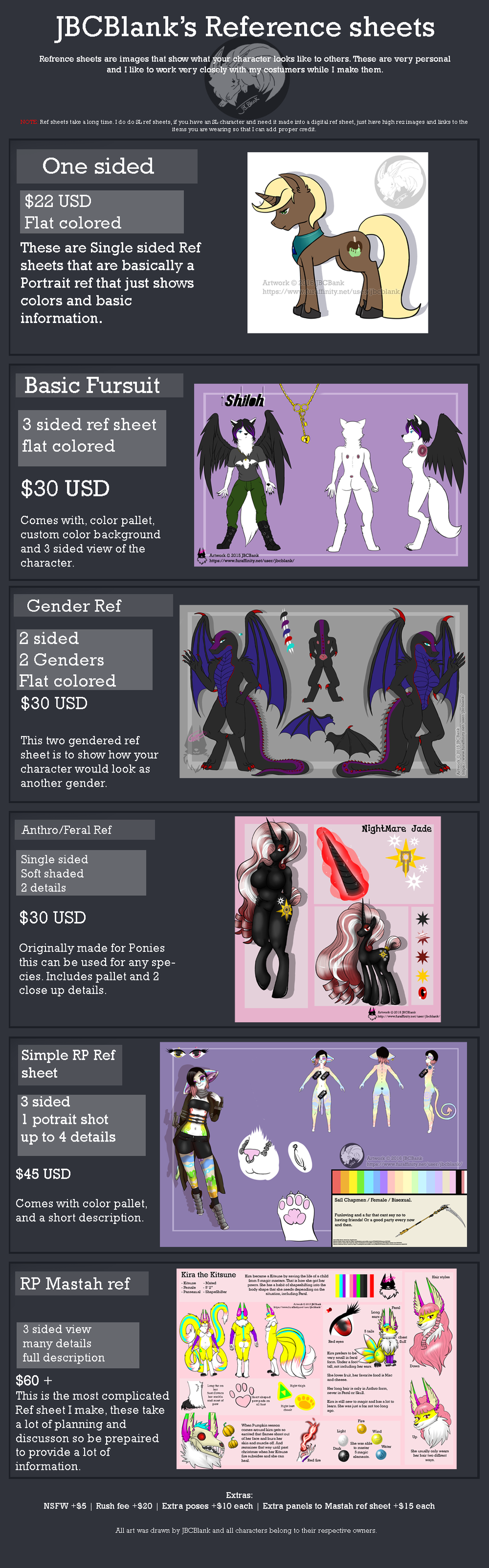 Ref sheet examples and prices