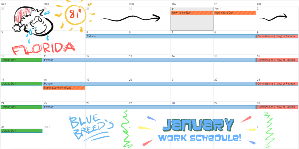 Most recent image: January Work Calendar!