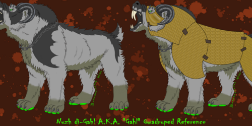 Nuzh di-Gahl the Warg-hai Quadruped Reference Sheet