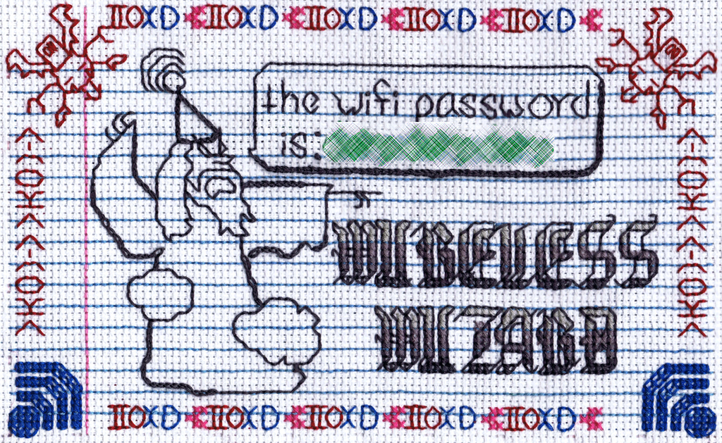 Most recent image: Wireless Wizard Cross Stitch Sampler