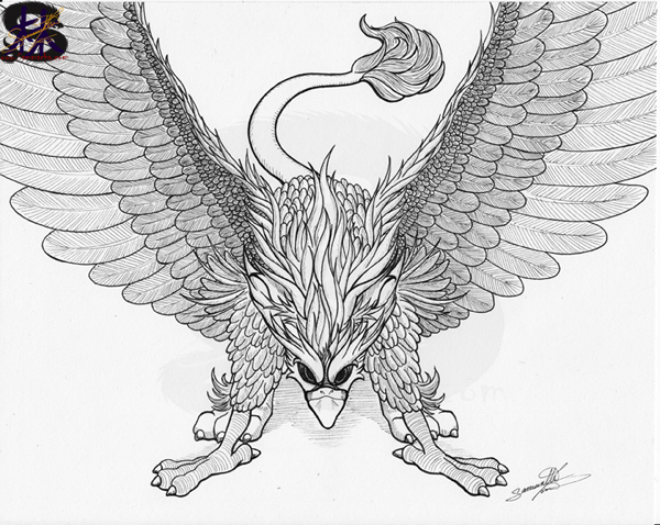 The Mighty Griffin - Inked - Traditional Art