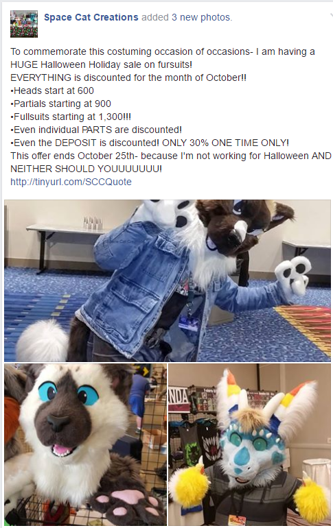Most recent image: Hype for Halloween - Fursuit discounts!