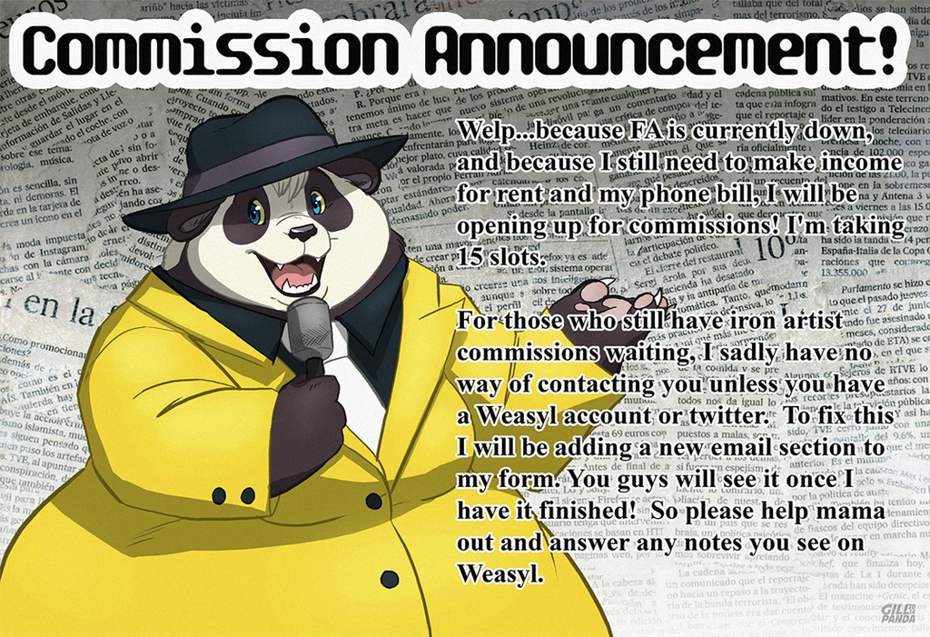 COMMISSION ARE OPENED!