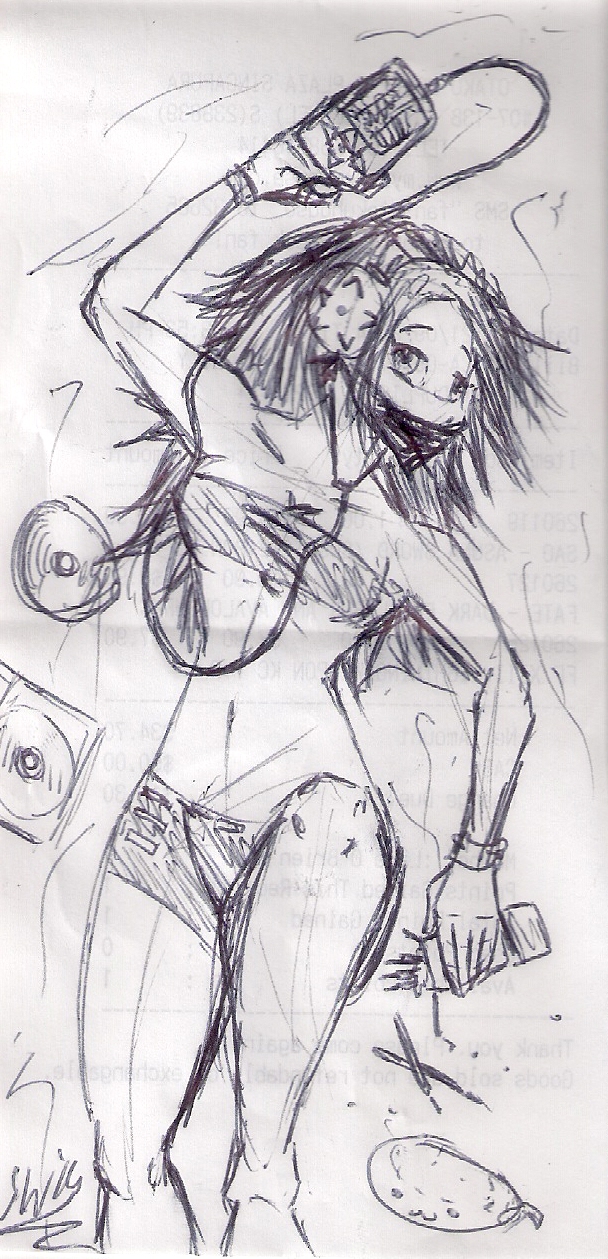 receipt sketch: ninja girl down time