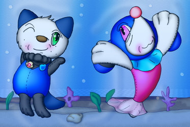 Bubble and Tempo's Synchronized Swimming Rehearsal (Commission)