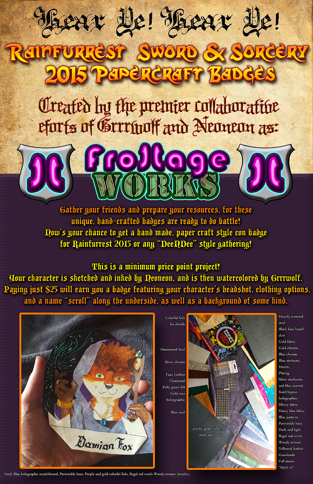 Most recent image: Frottage Works Name Badge Ad