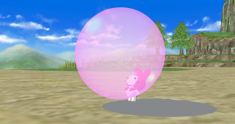 My Melody's blowing a huge bubble