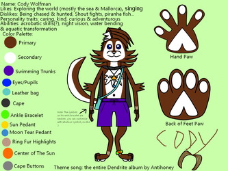 Cody The Semi-Aquatic & Water Bending Werewolf - Normal Form Reference Sheet 2023