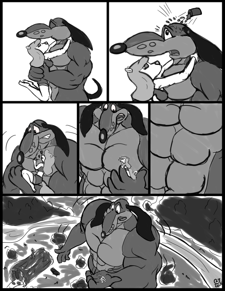 An 5 page Muscle/Macro growth sketch comic commission for FurryMuscleGrowth...