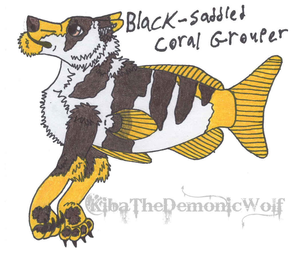 Whimsical Wolves - Fish Wolf - Black-Saddled Coral Grouper
