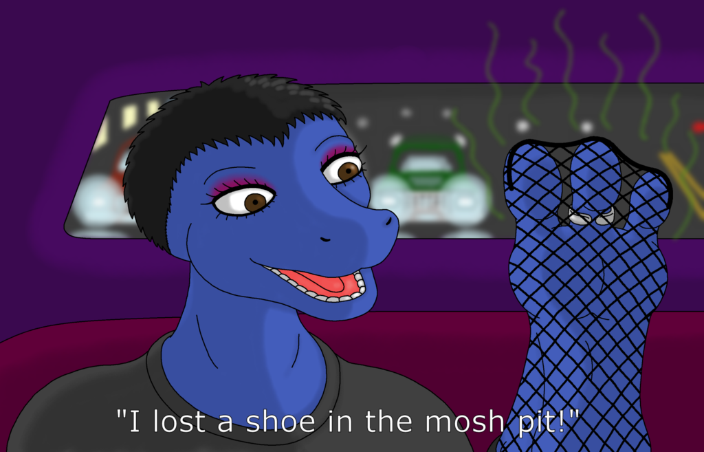 Short-haired saurian suffers shoe loss at show