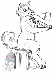 Monday sketch - Trombone playing dog