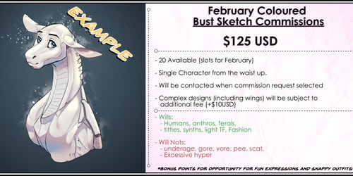 February Colour Bust Sketch Commissions Open