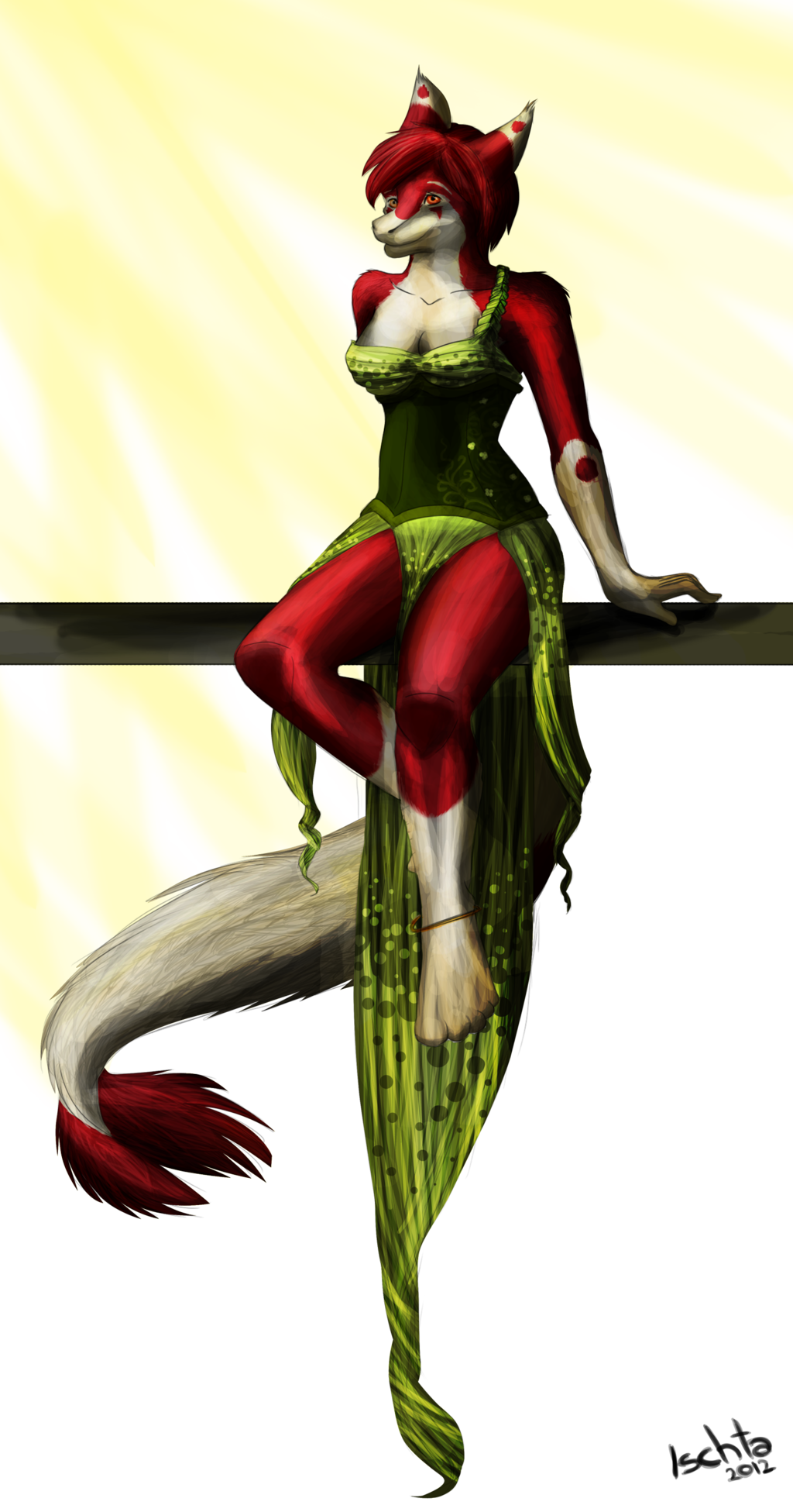 Dragonlady in green dress