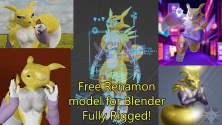 Free Renamon model fully rigged for free!