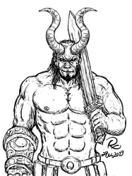 Hellboy and the Excalibur Sketch