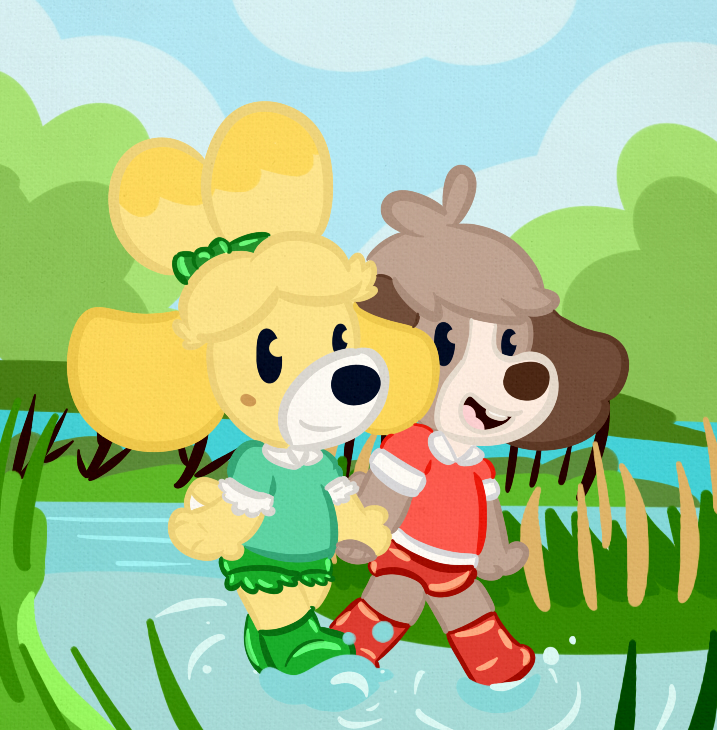(Commission) A Isabelle and Digby on marsh wandering gear!