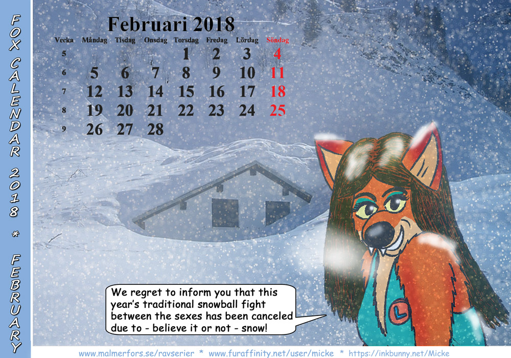 Fox Calendar 2018 - February 