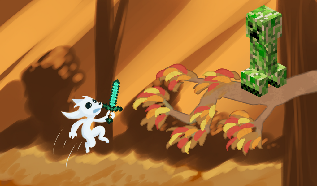 Ori Fights A Creeper In Wellspring Glade