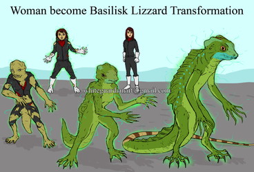 Woman become Basilisk Lizard TF