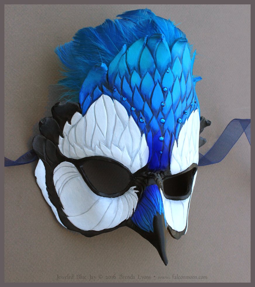 Jeweled Blue Jay - Leather Mask
