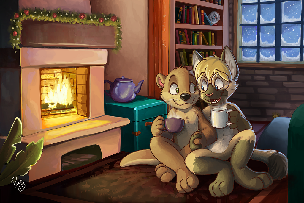 Cozy Evening by the Fireplace