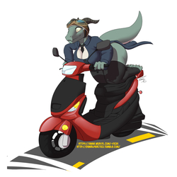 Riding the big boy moped