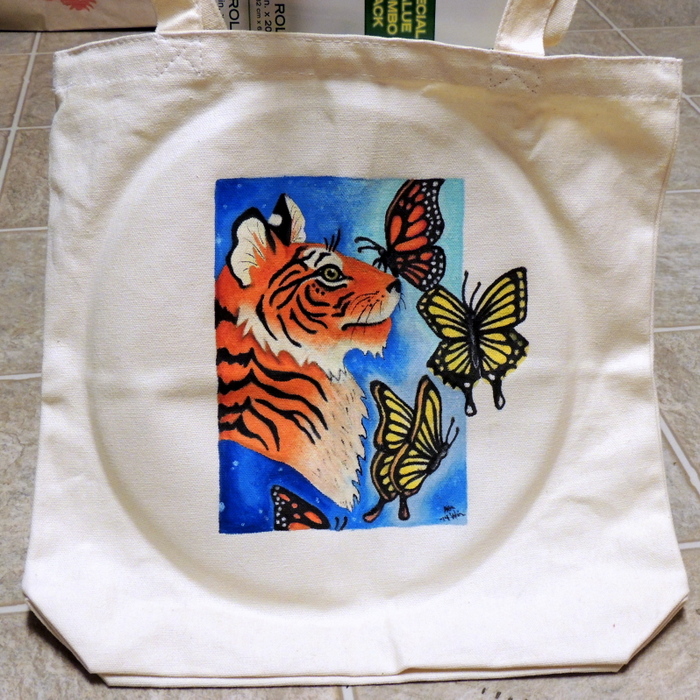 Tiger Dreams - Hand Drawn/Painted Tote Bag