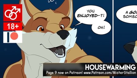 Housewarming comic - pg 9 on Patreon!