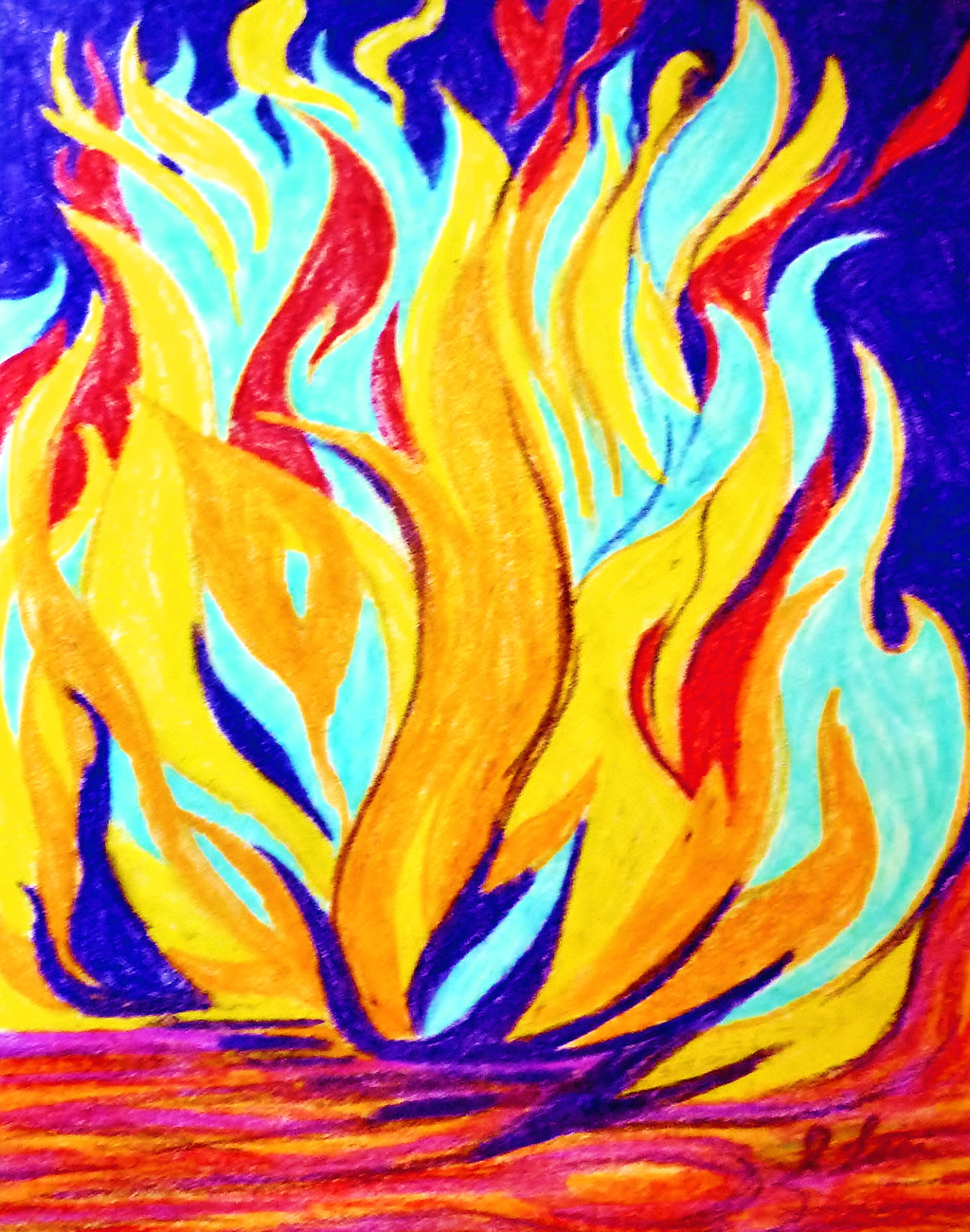 Crayon Abstract--Campfire