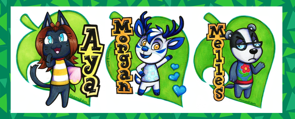 Aya, Morgan, & Melles - Animal Crossing Badges