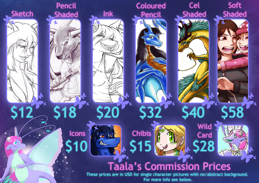 Taala's Commission Pricelist