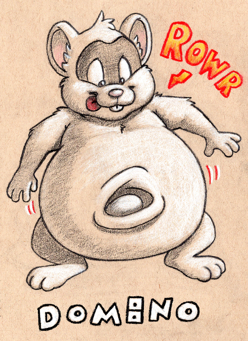 Domino's rumbly tummy on tone paper