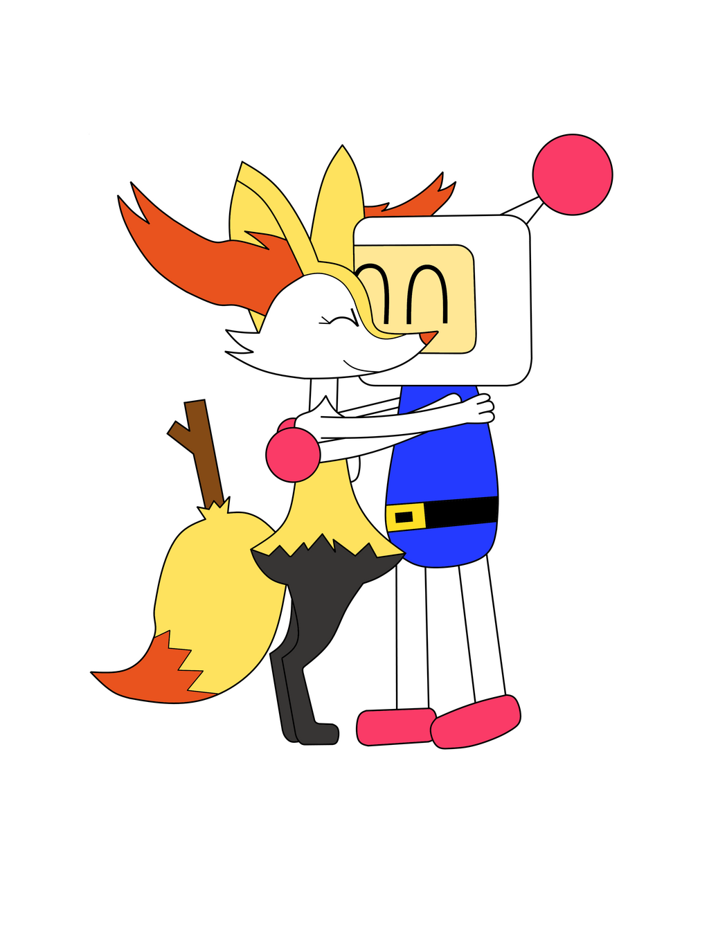 White Bomber and Braixen Hugging