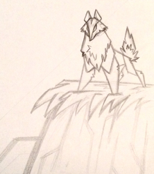 Wolf sketch on a hill