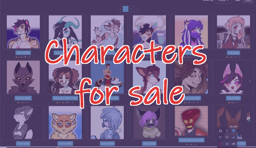 Most recent image: 25% off on characters