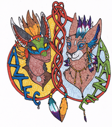 Stained Glass Style Buddy Badge: Aztec and Amazie